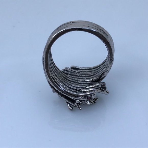 Women Ring Pink Gemstone Silver Tone Wedding Band - Picture 11 of 13